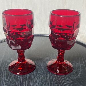 Vintage MCM Viking Ruby RedWine Glass Set cordials